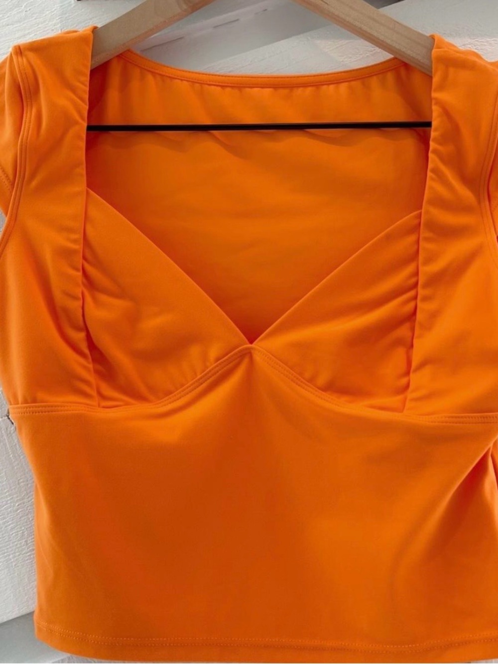 Vibrant Orange Square Neck Crop Tank